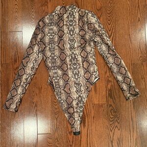 Snakeskin Turtleneck Long Sleeve Bodysuit